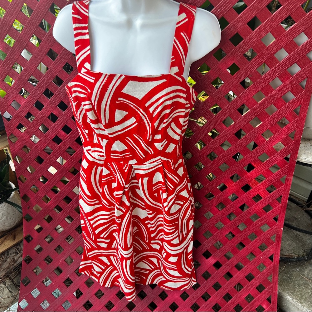 Banana Republic Orange Cream Swirl Printed Dress